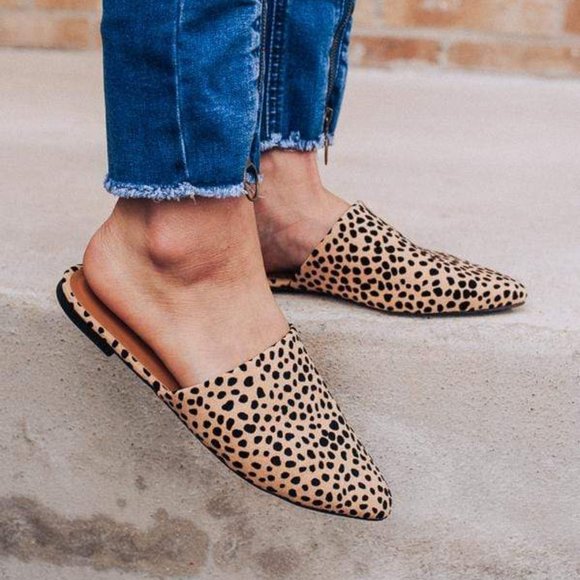 ⚡FINAL PRICE! Tan Cheetah Print Vegan Suede Mule Flats - Picture 2 of 6